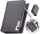 Męski Portfel Skórzany Szary Skóra Elegancki Etui