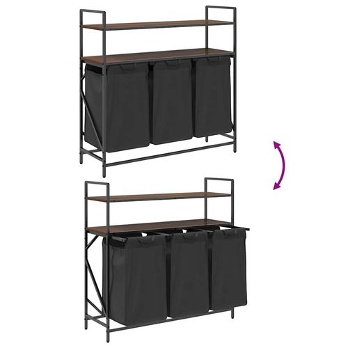 Kosz na pranie 3 przegrody z półkami, brązowy dąb na Arena.pl