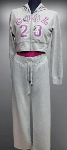 Dres damski KOMPLET modny 3 części L/XL szary z fioletem na Arena.pl