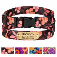 Kwiatowa Obroża Dla Psa z Grawerem Wzor Crossandra r. M