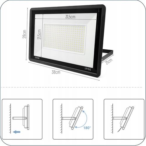 HALOGEN NAŚWIETLACZ LAMPA LED 200W 18000lm IP66 ZEWNĘTRZNY 4500K na Arena.pl