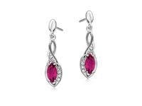 RODOWANE SREBRNE PODŁUŻNE KOLCZYKI RUBIN CYRKONIE