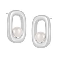 Kolczyki o prostokątnym kształcie z perełką (P24/ZIM/06AG)