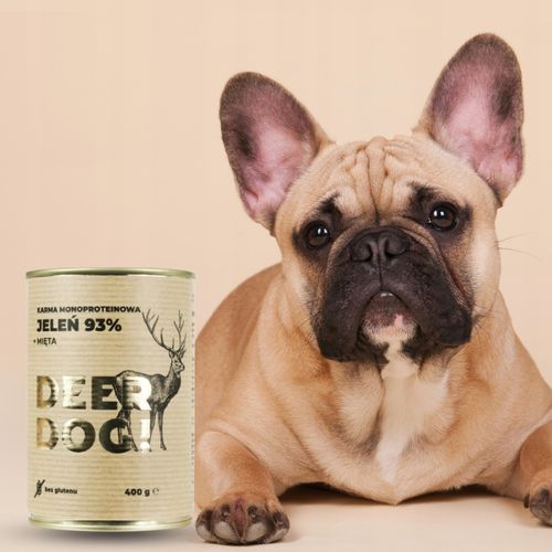Mokra karma dla psa Deer Dog JELEŃ + MIĘTA puszka 400 G PREMIUM 93% MIĘSA na Arena.pl