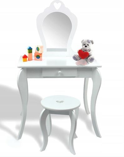 TOALETKA KOSMETYCZNA DLA DZIEWCZYNKI DO MAKIJAŻU Z LUSTREM TABORETEM na Arena.pl