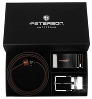 Peterson Pasek skórzany męski dwustronny wymienny zestaw BLACK-BROWN 125 cm