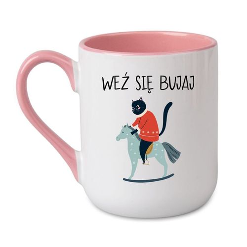 KUBEK "WEŹ SIĘ BUJAJ" Wzór - Elegant Coffee Różowy 330 ml na Arena.pl