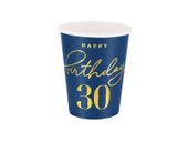 Kubeczki (Kubki), Happy Birthday "30 lat", granatowy, 220 ml, 6 szt.