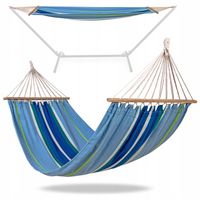 HAMAK ogrodowy DUŻY turystyczny HUŚTAWKA kolorowy BUJAK WZMOCNIONY 2x PAŁĄK