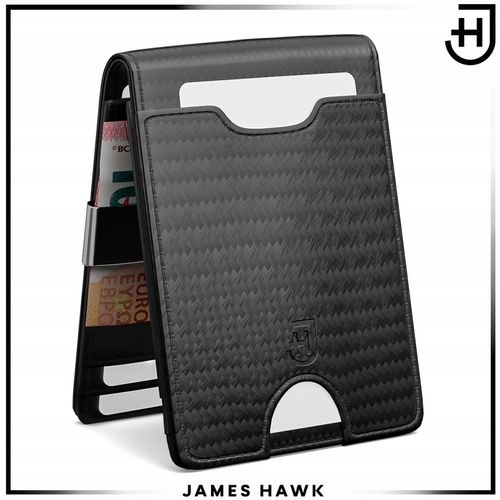 James Hawk Smart Wallet skórzany portfel męski slim 1,5 cm Czarny RFID na Arena.pl