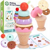 DREWNIANE LODY UKŁADANKA MONTESSORI KLOCKI CUKIERNIA SORTER WOOPIE GREEN