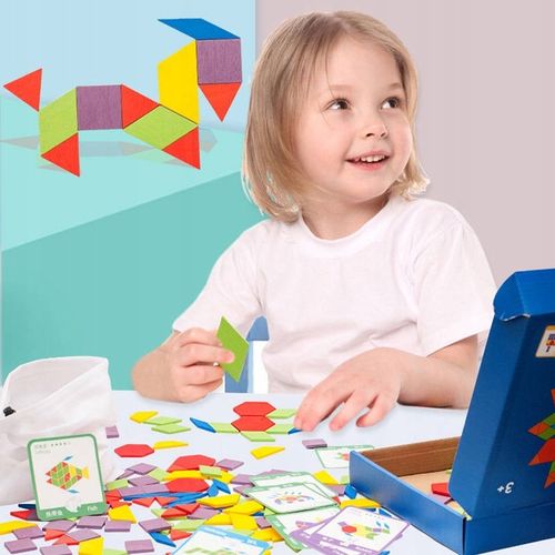 Puzzle Drewniane Układanka Montessori Mozaika XXL Klocki Drewniane 155elem. na Arena.pl