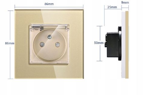 GNIAZDKO ELEKTRYCZNE SZKLANE POJEDYNCZE HERMETYCZNE GNIAZDO IP44 Z KLAPKĄ na Arena.pl
