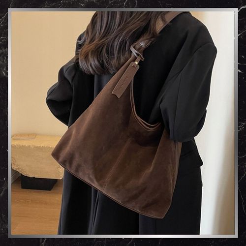 Torebka Damska Zamszowa BAD&BAGS Na Ramię Torba Pojemna Brązowa Elegancka na Arena.pl