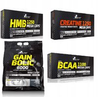 ZESTAW NA MASĘ KREATYNA BIAŁKO NAJTANIEJ !! GAINER, BCAA, KREATYNA, HMB