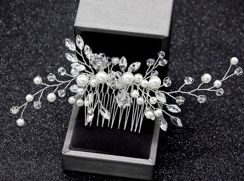 Do Włosów Srebrny Grzebyk Ozdoba Perełki Kryształy na Arena.pl