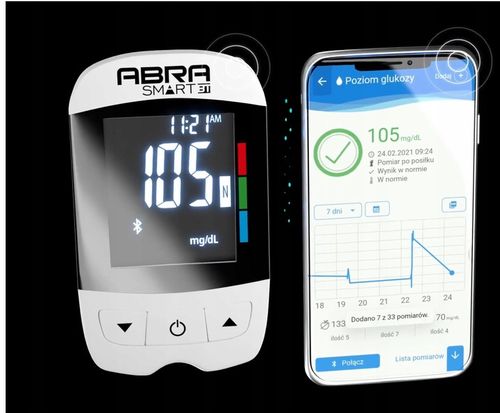 GLUKOMETR DIAGNOSTIC ABRA BEZKODOWY WIECZYSTA GWA aplikacja BT pomiar na Arena.pl