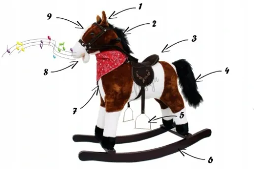 ŚPIEWAJĄCY KOŃ NA BIEGUNACH 74cm DUŻY BUJANY KONIK na Arena.pl