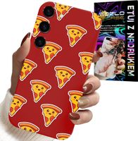 ETUI DO SAMSUNG GALAXY S23 PLUS - WZÓR Z WESOŁĄ PIZZĄ NA CZERWONYM TLE
