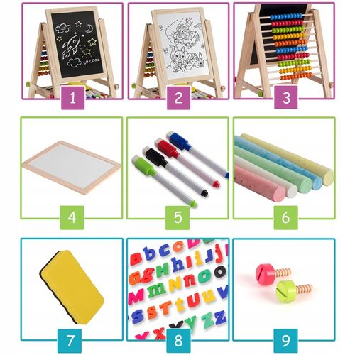 TABLICA DWUSTRONNA Z LICZYDŁEM DLA DZIECI MAGNETYCZNA KREDOWA + AKCESORIA na Arena.pl