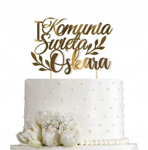 Balony dekoracje liście na KOMUNIĘ TOPPER + IMIĘ na Arena.pl