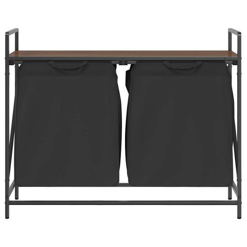 Kosz na pranie 2 przegrody z półką, brązowy dąb na Arena.pl