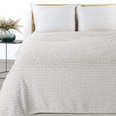 Koc narzuta LISA 150x200 biały żakardowy splot w pasy i bąbelki
