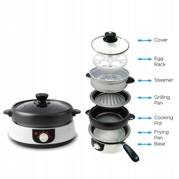 Multicooker wolnowar parowar 8w1 pojemność 1,5L garnek ceramiczny Hometech zdjęcie 4