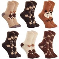 ZESTAW 6 PAR CIEPŁE GRUBE SKARPETKI DAMSKIE ZIMOWE MIŁE FUTERKO WEŁNIANE