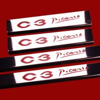 Listwa progowa CITROEN C3 PICASSO Stal nierdzewna 304 połysk czerwone napis