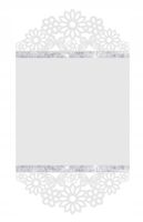 B17 Bieżnik obrus ażurowy KWIATY I MOTYLE DEKOR 38x86 biały z CYRKONIAMI