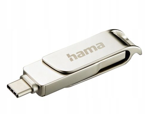 SZYBKI MARKOWY PENDRIVE Z USB-C OTG I USB-A 128GB HAMA OBROTOWA ZATYCZKA na Arena.pl