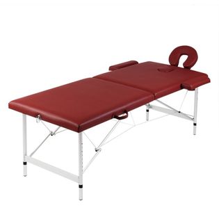 Czerwony Składany Stół Do Masażu 2 Strefy Z Aluminiową Ramą