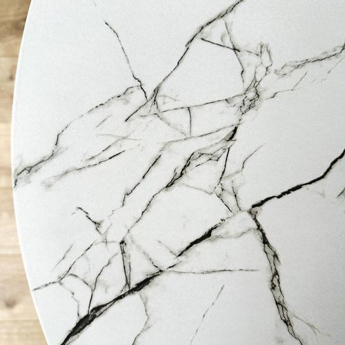 Stolik okrągły PARIS BLACK DTW 80 cm marmur biały na Arena.pl