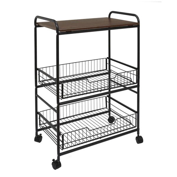 Wózek barek Dolie czarny/ orzech zdjęcie 1