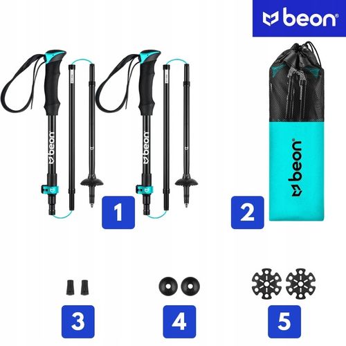 KIJE TREKKINGOWE SKŁADANE KIJKI W GÓRY DO CHODZENIA PO GÓRACH TURKUS BEON na Arena.pl