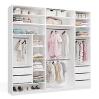 Garderoba Modułowa OPENO ZESTAW 260/250 BIAŁA Szuflady Drążki Półki Duża