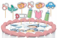 TOPPERY NA TORT OZDOBNE DEKORACJA ZESTAW - BABYSHOWER 10szt.