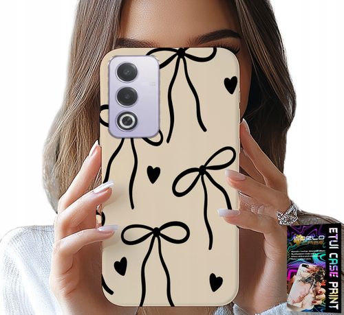 ETUI DO OPPO A80 5G - BEŻOWE KOKARDKI WSTĄŻKA MODNE WZORY na Arena.pl
