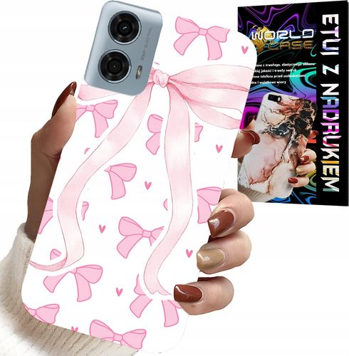 ETUI DO MOTOROLA G34 5G - RÓŻOWE WSTAZKI WSTĄZKA MODNE WZORY CASE na Arena.pl