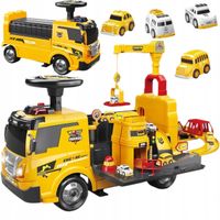 Jeździk 2w1pojazd budowlany + 4 autka rozkładany parking dźwig dźwięk ZH913