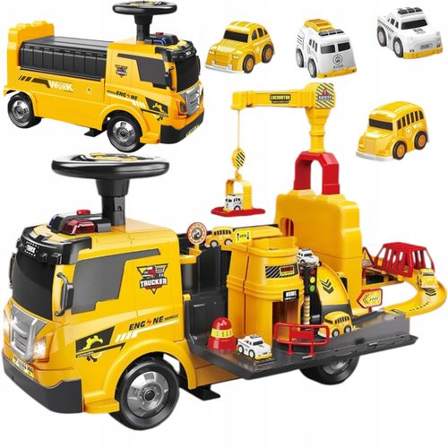 Jeździk 2w1pojazd budowlany + 4 autka rozkładany parking dźwig dźwięk ZH913 na Arena.pl