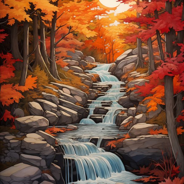 Plakat 90x90cm Jesienne Wodospady zdjęcie 1