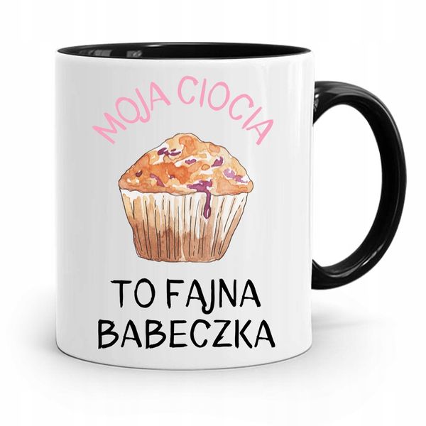 Kubek Czarny Prezent Dla Cioci To Fajna Babeczka Z Nadrukiem Ze Zdjęciem zdjęcie 1