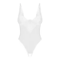 obsessive alissium body białe m/l z otwartą strefą i koronką
