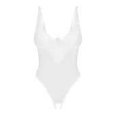 obsessive alissium body białe m/l z otwartą strefą i koronką