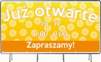 BANER REKLAMOWY 130x80cm projekt w cenie różne wzory JUŻ OTWARTE ZAPRASZAMY