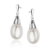 kolczyki srebrne z perłami w kształcie kropli - ksn4307
