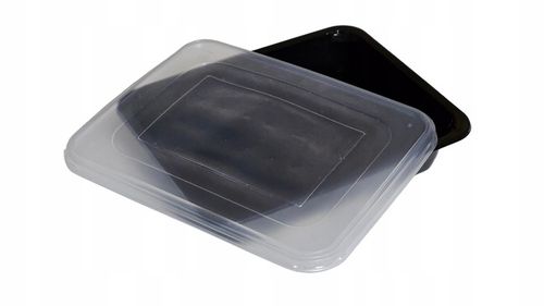 Pojemnik PP obiadowy czarny 227x178x50 niedzielony 50szt z przykrywką na Arena.pl