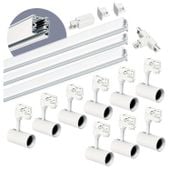 Zestaw szynowy 3 fazowy szyna 1m+1m+1m, 9x Lampa, łącznik T BIAŁY komplet